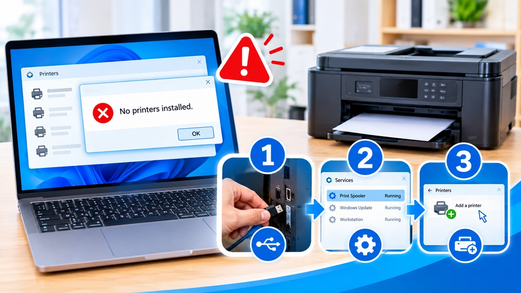 3 bước xử lý khi máy in báo lỗi no printers installed