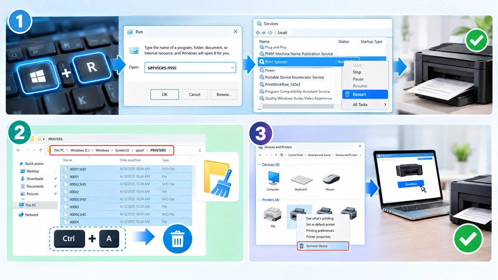 Các bước khắc phụ khi máy in báo lỗi no printers installed