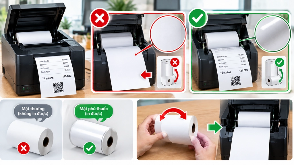 Cách xử lý lỗi đối máy in in ra giấy trắng đối với các dòng máy in bill