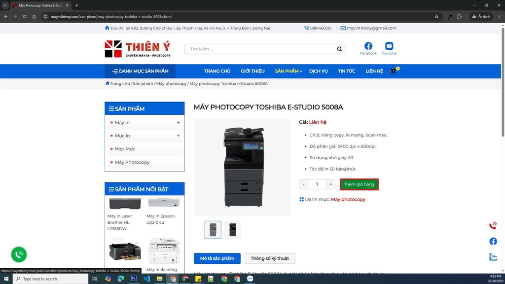 Hướng dẫn đặt mua máy photocopy tại Thiên Ý bước 2
