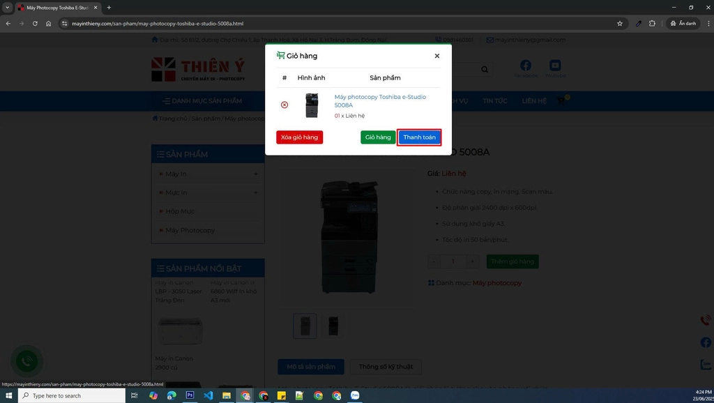 Hướng dẫn đặt mua máy photocopy tại Thiên Ý bước 3