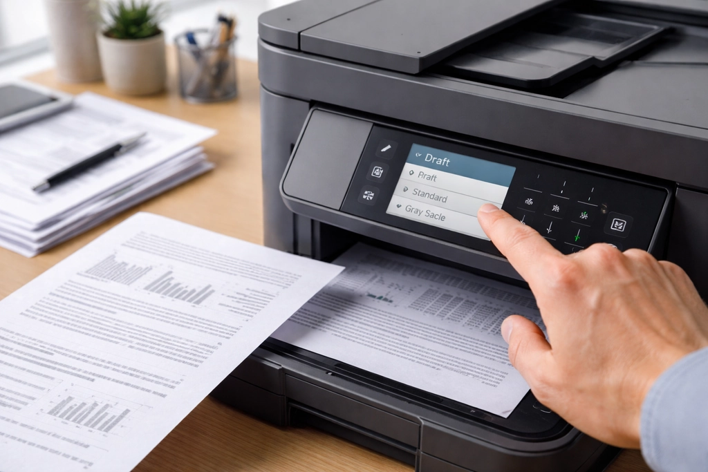 Sử dụng chế độ Draft hoặc Grayscale